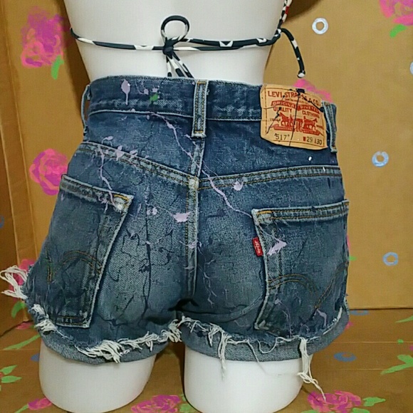 Vintage Levis 517 Cut Off Jean Shorts W29 - Picture 3 of 11